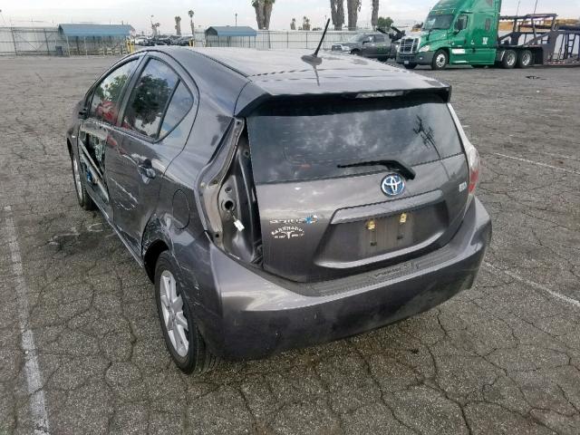 JTDKDTB38D1550102 - 2013 TOYOTA PRIUS C CHARCOAL photo 3