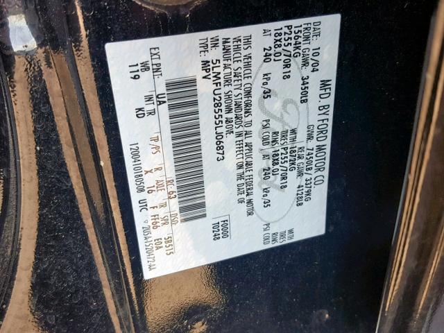 5LMFU28555LJ06873 - 2005 LINCOLN NAVIGATOR BLACK photo 10