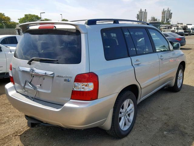 JTEDW21A160014853 - 2006 TOYOTA HIGHLANDER SILVER photo 4