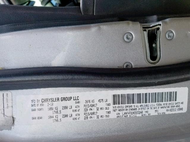 1J4NF4FB3AD553248 - 2010 JEEP COMPASS SP ვერცხლისფერი ფოტო 10