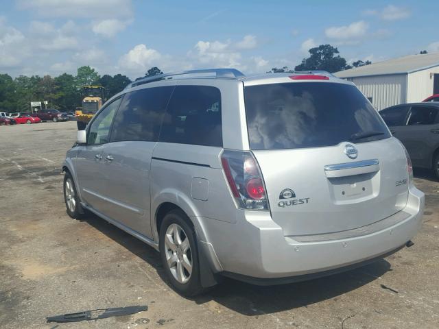 5N1BV28U67N141497 - 2007 NISSAN QUEST S SILVER photo 3