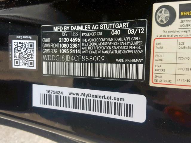 WDDGJ8JB4CF888009 - 2012 MERCEDES-BENZ C 350 4MAT BLACK photo 10