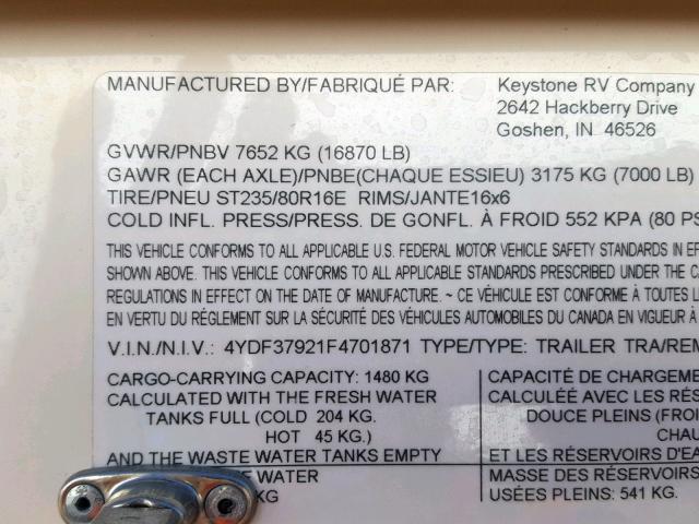 4YDF37921F4701871 - 2015 KEYSTONE MONTANA TWO TONE photo 10