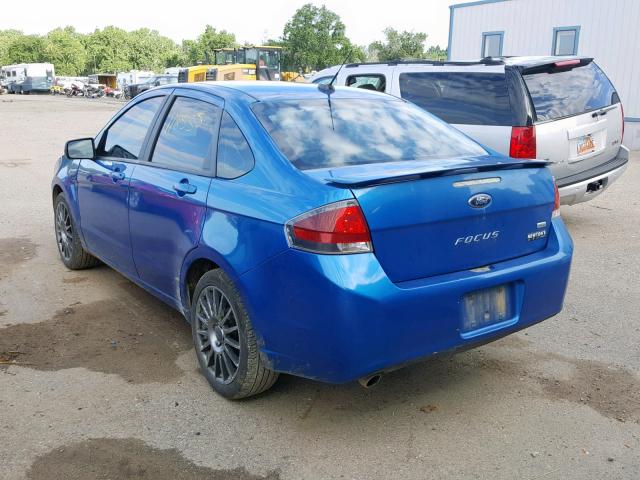 1FAHP3GN6AW291609 - 2010 FORD FOCUS SES BLUE photo 3