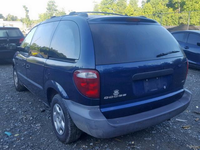 1D8GP25B93B165376 - 2003 DODGE CARAVAN SE BLUE photo 3