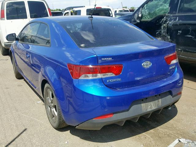 KNAFU6A21A5308345 - 2010 KIA FORTE EX BLUE photo 3