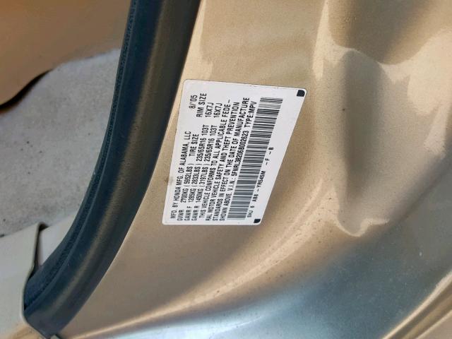 5FNRL38206B002623 - 2006 HONDA ODYSSEY LX GOLD photo 10