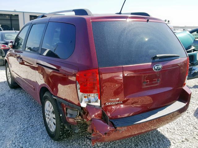 KNDMG4C74C6507613 - 2012 KIA SEDONA LX RED photo 3