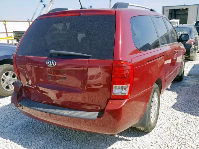 KNDMG4C74C6507613 - 2012 KIA SEDONA LX RED photo 4