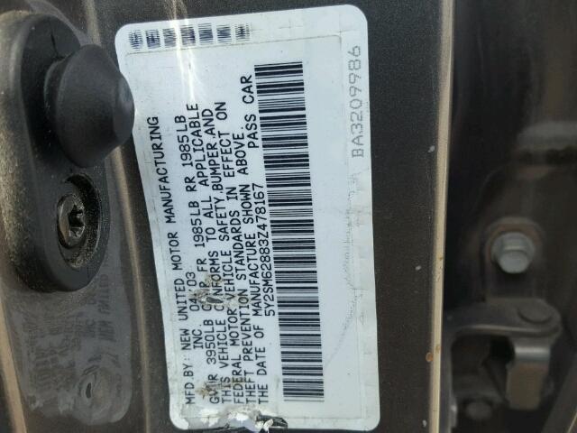 5Y2SM62883Z478167 - 2003 PONTIAC VIBE GRAY photo 10