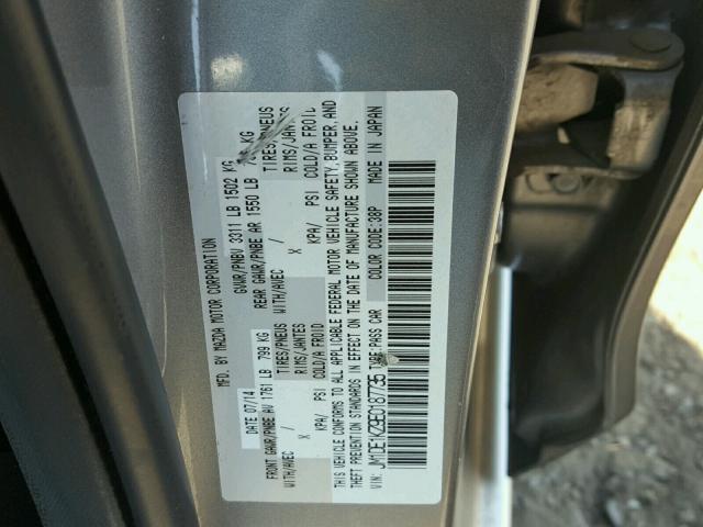 JM1DE1KZ9E0187735 - 2014 MAZDA MAZDA2 SPO GRAY photo 10