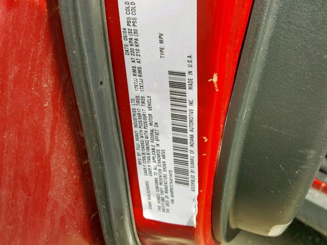 4S4BP67C754314473 - 2005 SUBARU LEGACY OUT RED photo 10