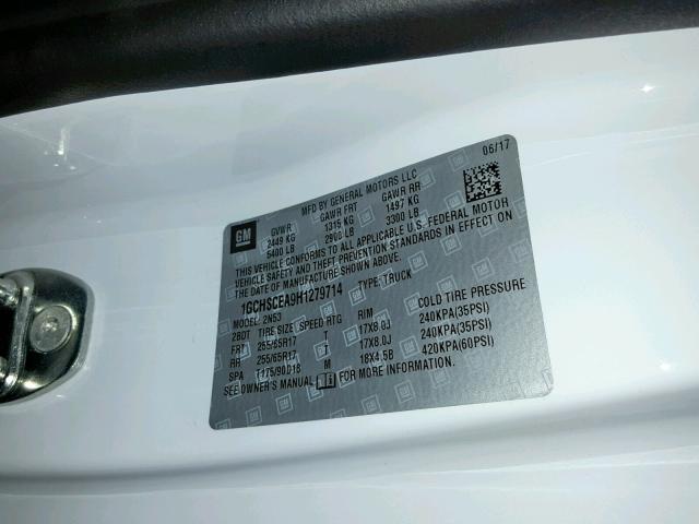 1GCHSCEA9H1279714 - 2017 CHEVROLET COLORADO L WHITE photo 10