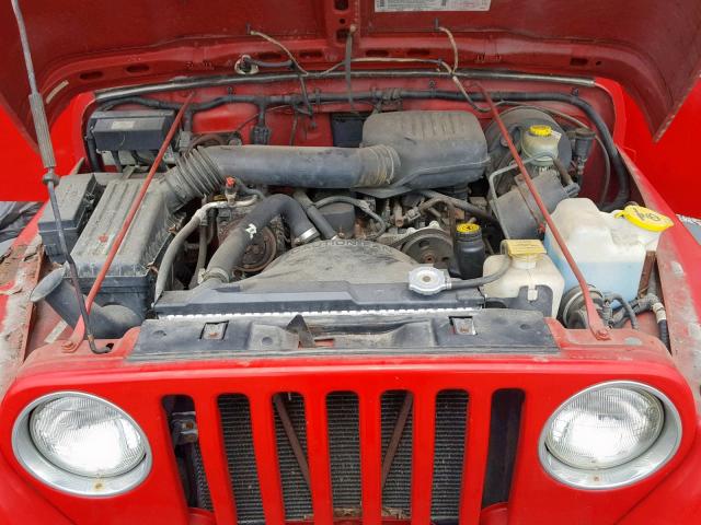 1J4FY29P0VP417786 - 1997 JEEP WRANGLER / RED photo 7