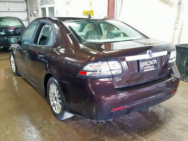 YS3FA4CY6B1301989 - 2011 SAAB 9-3 2.0T BURGUNDY photo 3