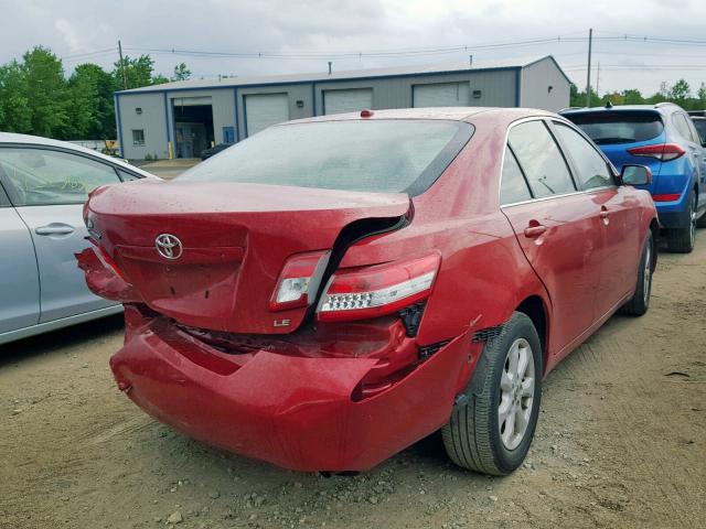 4T4BF3EK8BR185382 - 2011 TOYOTA CAMRY BASE RED photo 4