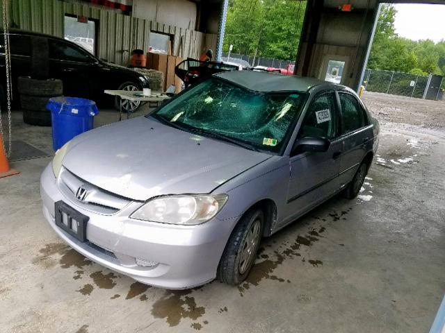 1HGES16355L000526 - 2005 HONDA CIVIC DX V SILVER photo 2