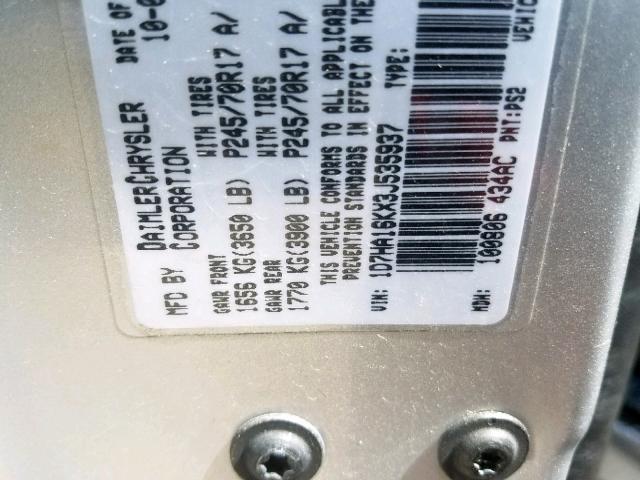 1D7HA16KX3J535937 - 2003 DODGE RAM 1500 S SILVER photo 10