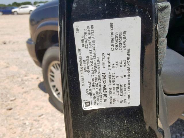 1GTDT19W9Y8261484 - 2000 GMC SONOMA BLACK photo 10