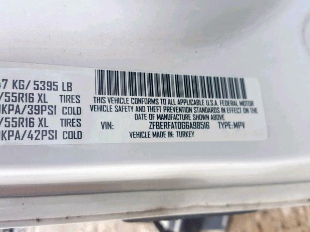 ZFBERFAT0G6A98516 - 2016 RAM PROMASTER 白色 照片 10