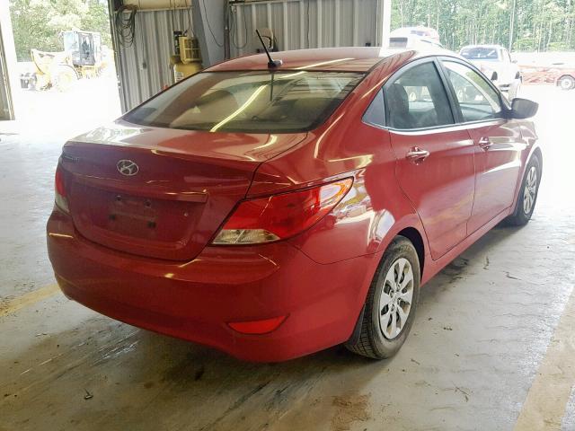 KMHCT4AE2GU152639 - 2016 HYUNDAI ACCENT SE RED photo 4