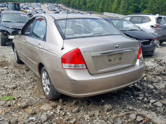 KNAFE121675475525 - 2007 KIA SPECTRA EX TAN photo 3