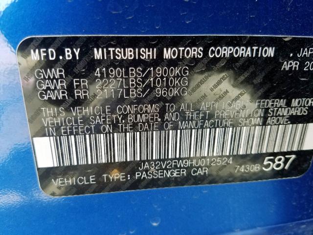 JA32V2FW9HU012524 - 2017 MITSUBISHI LANCER ES BLUE photo 10