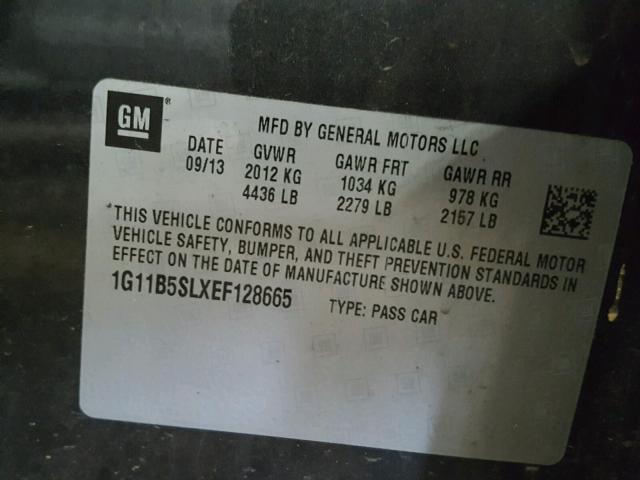 1G11B5SLXEF128665 - 2014 CHEVROLET MALIBU LS BLACK photo 10