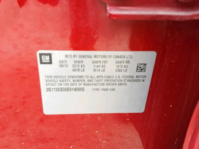 2G1155S35E9149956 - 2014 CHEVROLET IMPALA LTZ RED photo 10