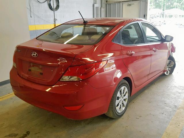 KMHCT4AE7GU943670 - 2016 HYUNDAI ACCENT SE RED photo 4