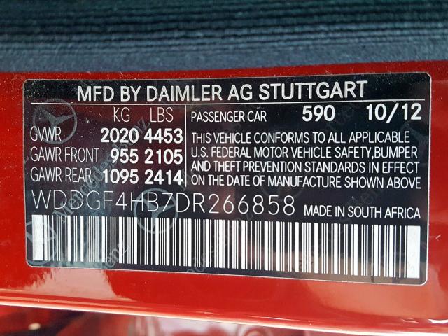 WDDGF4HB7DR266858 - 2013 MERCEDES-BENZ C 250 RED photo 10