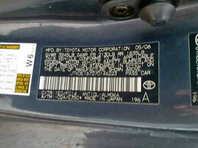 JTKDE167270146223 - 2007 TOYOTA SCION TC 黑色 照片 10