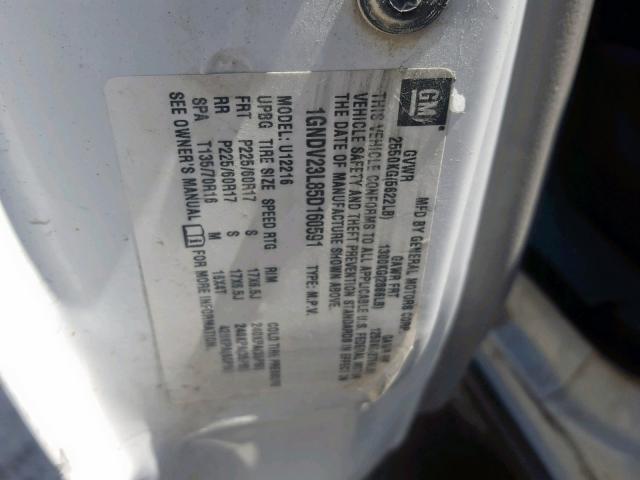 1GNDV23L85D160591 - 2005 CHEVROLET UPLANDER L 白色 照片 10