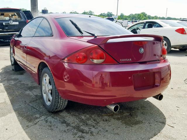 1ZWFT61L7Y5621708 - 2000 MERCURY COUGAR V6 RED photo 3