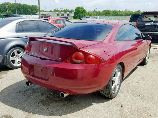 1ZWFT61L7Y5621708 - 2000 MERCURY COUGAR V6 RED photo 4