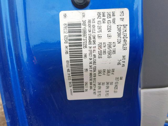 3A8FY68B66T372295 - 2006 CHRYSLER PT CRUISER BLUE photo 10