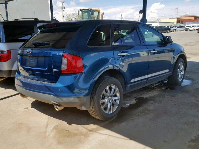 2FMDK3JC3BBA35540 - 2011 FORD EDGE SEL BLUE photo 4