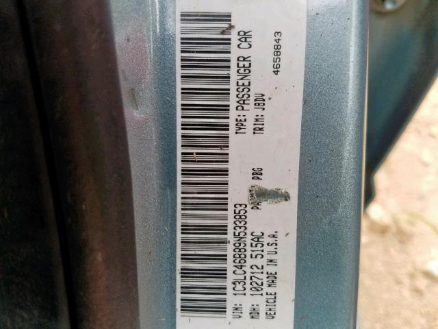 1C3LC46B89N533853 - 2009 CHRYSLER SEBRING LX BLUE photo 10