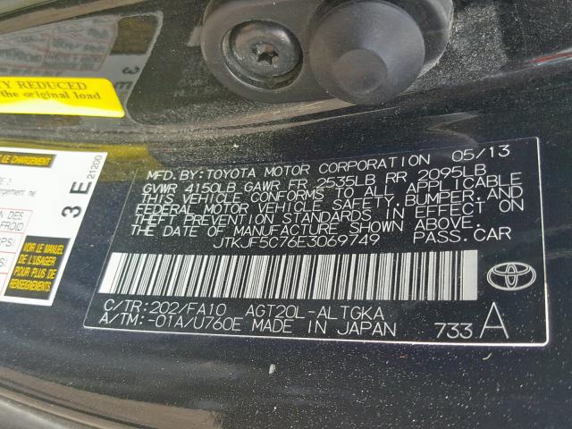 JTKJF5C76E3069749 - 2014 TOYOTA SCION TC შავი ფოტო 10