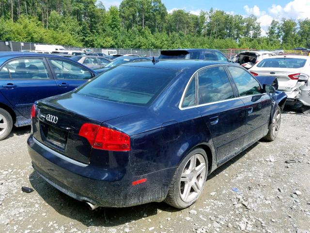 WAUDF78E38A038897 - 2008 AUDI A4 2.0T QU BLUE photo 4