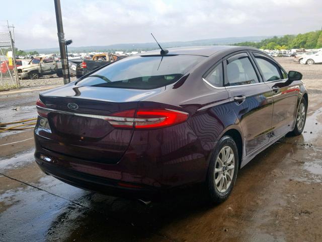 3FA6P0G79HR107347 - 2017 FORD FUSION S MAROON photo 4