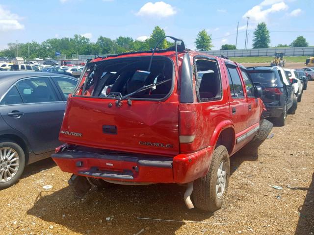 1GNDT13W812145296 - 2001 CHEVROLET BLAZER RED photo 4