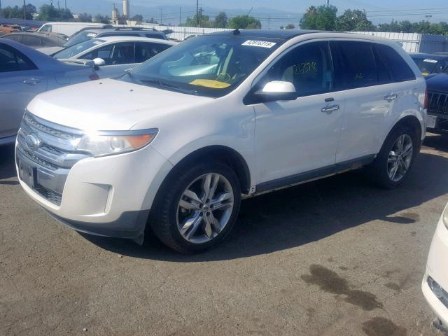 2FMDK3JC1BBB61654 - 2011 FORD EDGE SEL WHITE photo 2