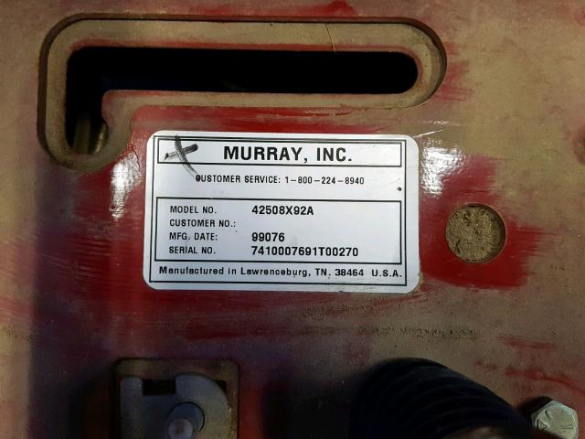 42816419 - 2000 MURR LAWNMOWER RED photo 10