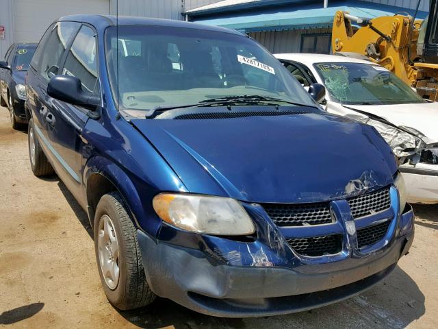 1B4GP25B42B620077 - 2002 DODGE CARAVAN SE BLUE photo 1