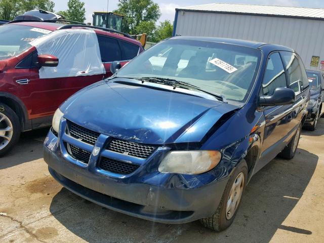 1B4GP25B42B620077 - 2002 DODGE CARAVAN SE BLUE photo 2