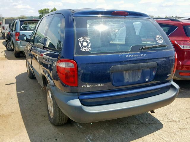 1B4GP25B42B620077 - 2002 DODGE CARAVAN SE BLUE photo 3