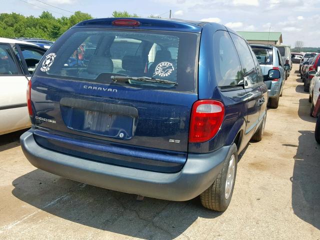 1B4GP25B42B620077 - 2002 DODGE CARAVAN SE BLUE photo 4