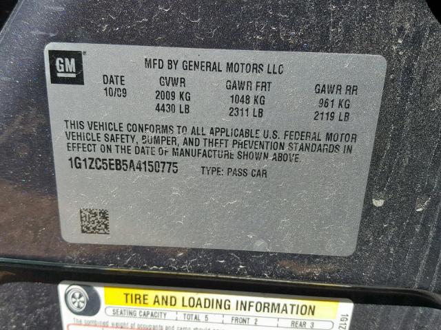 1G1ZC5EB5A4150775 - 2010 CHEVROLET MALIBU 1LT 灰色 照片 10