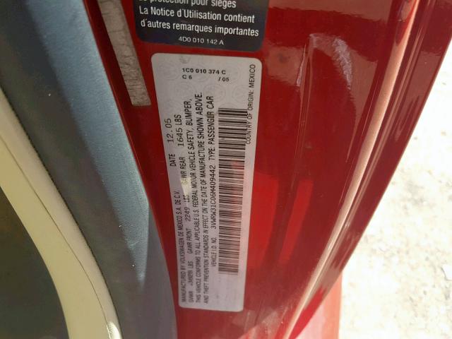 3VWRW31C06M409442 - 2006 VOLKSWAGEN NEW BEETLE წითელი ფოტო 10